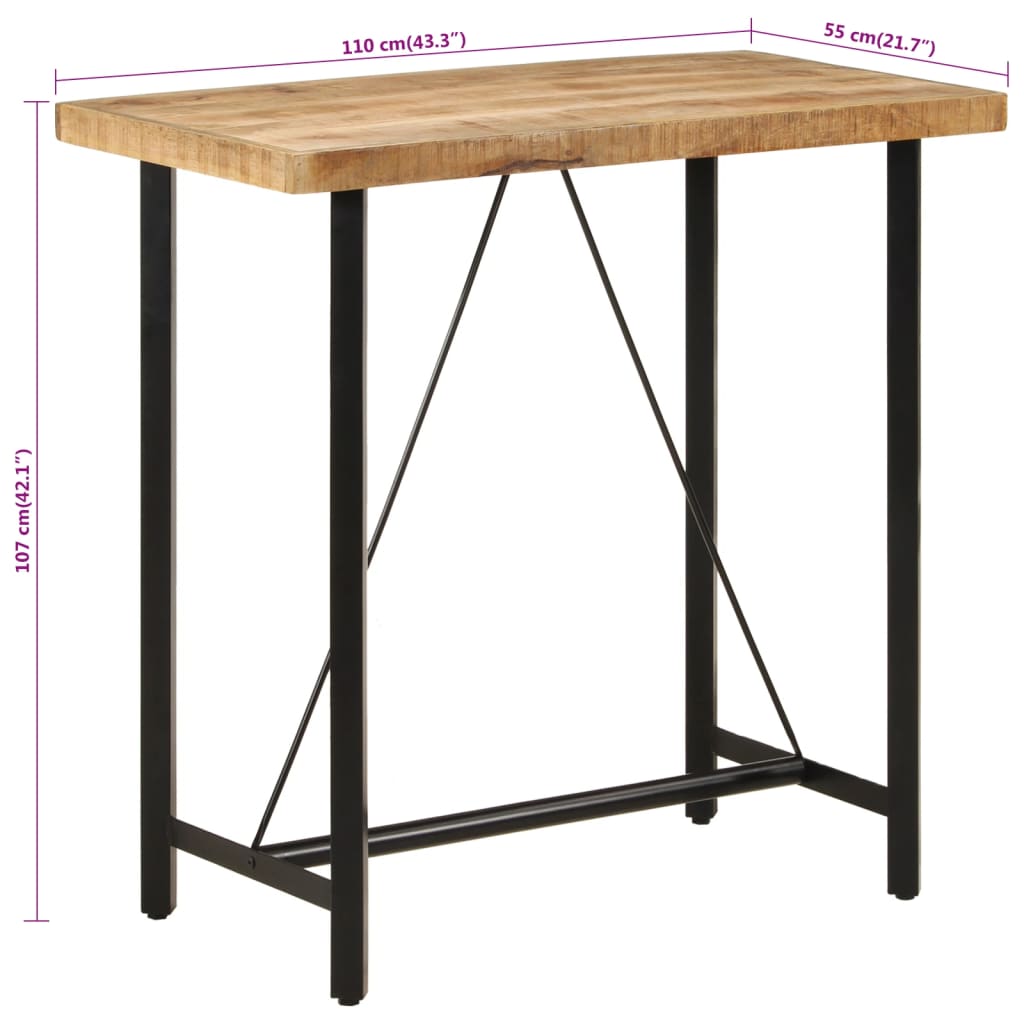 vidaXL Masă de bar, 110x55x107 cm, lemn masiv de mango și fier vidaXL Masă de bar, 110x55x107 cm, lemn masiv de mango și fier