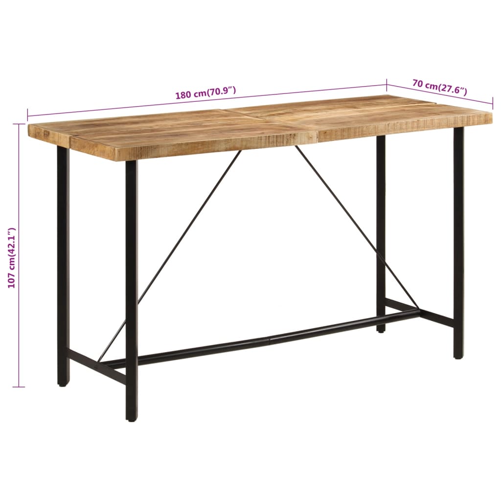 vidaXL Masa de bar, 180x70x107 cm, lemn masiv de mango și fier vidaXL Masa de bar, 180x70x107 cm, lemn masiv de mango și fier