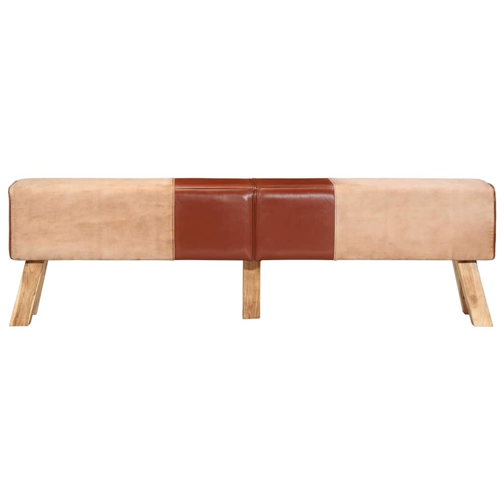 vidaXL Bancă de gimnastică, maro, 160 cm, piele naturală și pânză vidaXL Bancă de gimnastică, maro, 160 cm, piele naturală și pânză