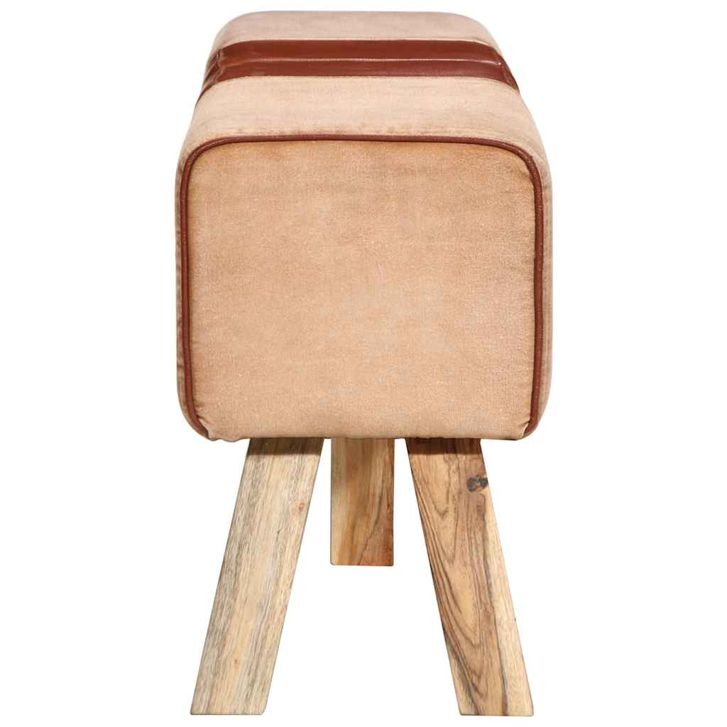 vidaXL Bancă de gimnastică, maro, 160 cm, piele naturală și pânză vidaXL Bancă de gimnastică, maro, 160 cm, piele naturală și pânză