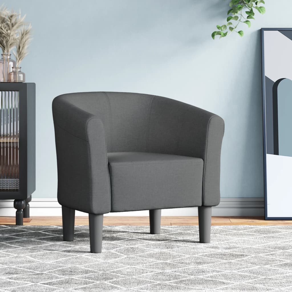 vidaXL Fotoliu tip cuvă, gri închis, material textil vidaXL Fotoliu tip cuvă, gri închis, material textil