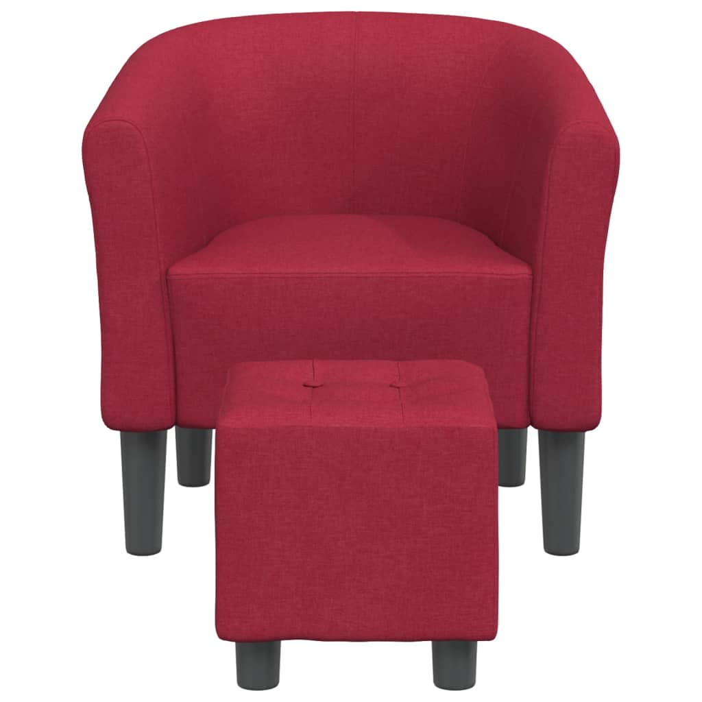 vidaXL Fotoliu tip cuvă cu taburet, roșu vin, material textil vidaXL Fotoliu tip cuvă cu taburet, roșu vin, material textil