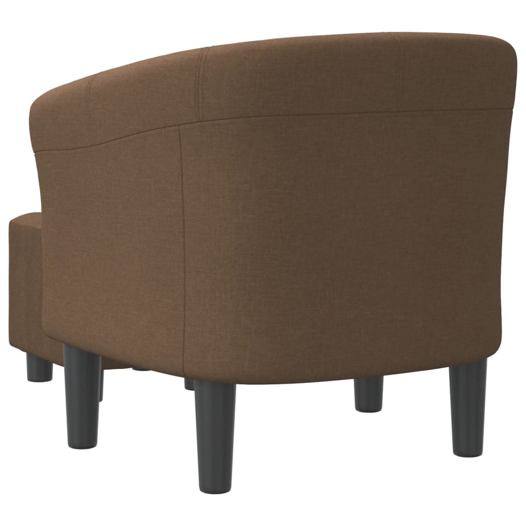 vidaXL Fotoliu tip cuvă cu taburet, maro, material textil