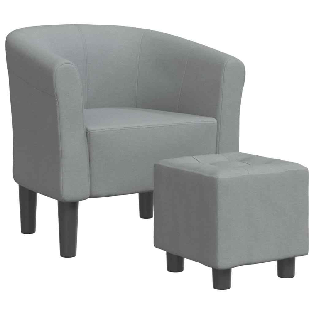 vidaXL Fotoliu tip cuvă cu taburet, gri deschis, material textil vidaXL Fotoliu tip cuvă cu taburet, gri deschis, material textil