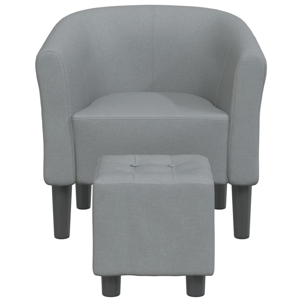vidaXL Fotoliu tip cuvă cu taburet, gri deschis, material textil vidaXL Fotoliu tip cuvă cu taburet, gri deschis, material textil