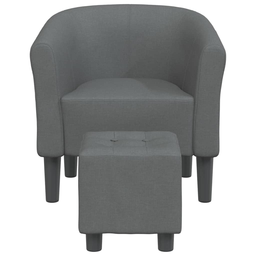 vidaXL Fotoliu tip cuvă cu taburet, gri închis, material textil