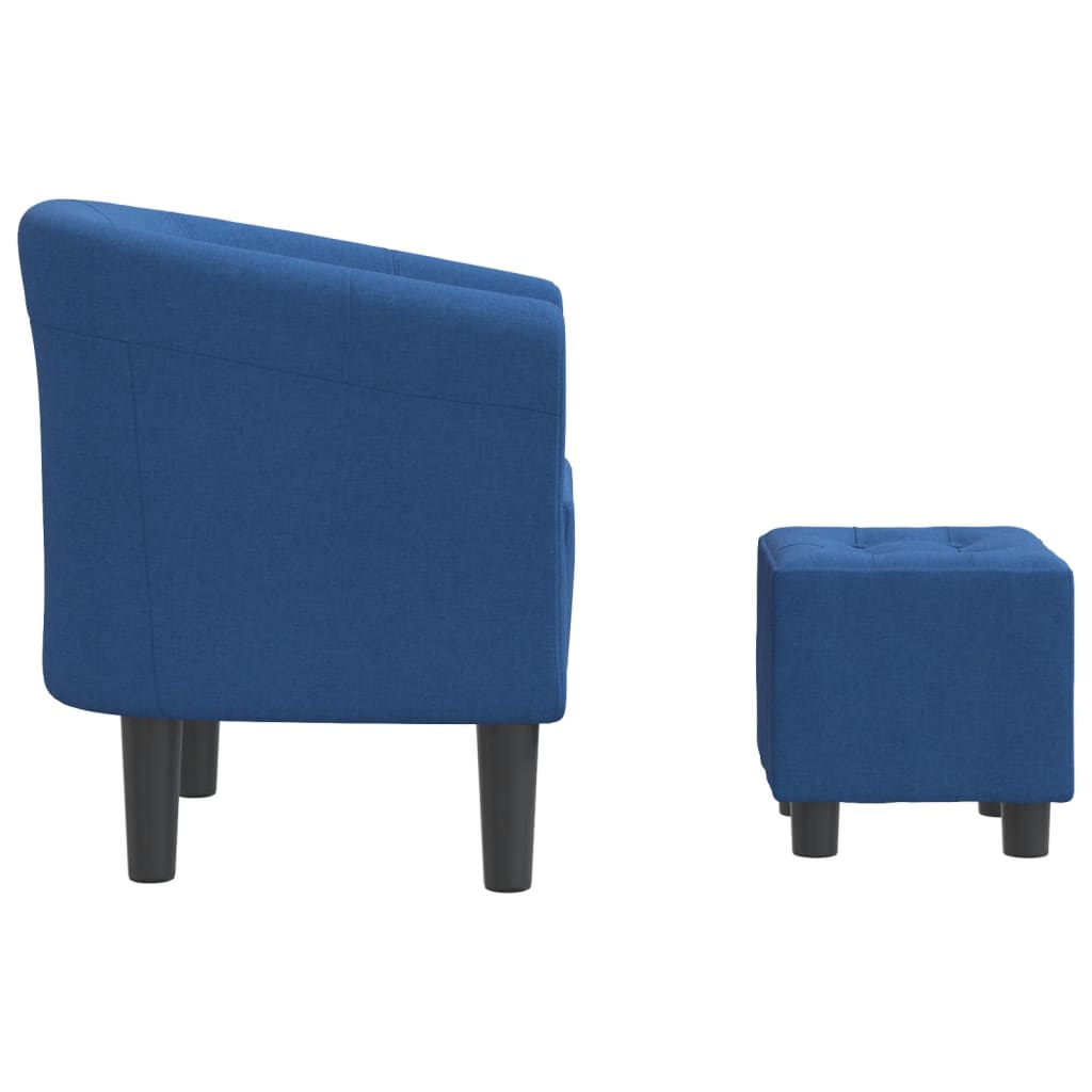 vidaXL Fotoliu tip cuvă cu taburet, albastru, material textil vidaXL Fotoliu tip cuvă cu taburet, albastru, material textil