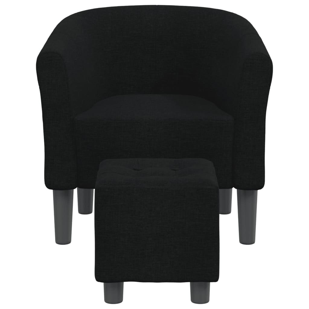 vidaXL Fotoliu tip cuvă cu taburet, negru, material textil vidaXL Fotoliu tip cuvă cu taburet, negru, material textil