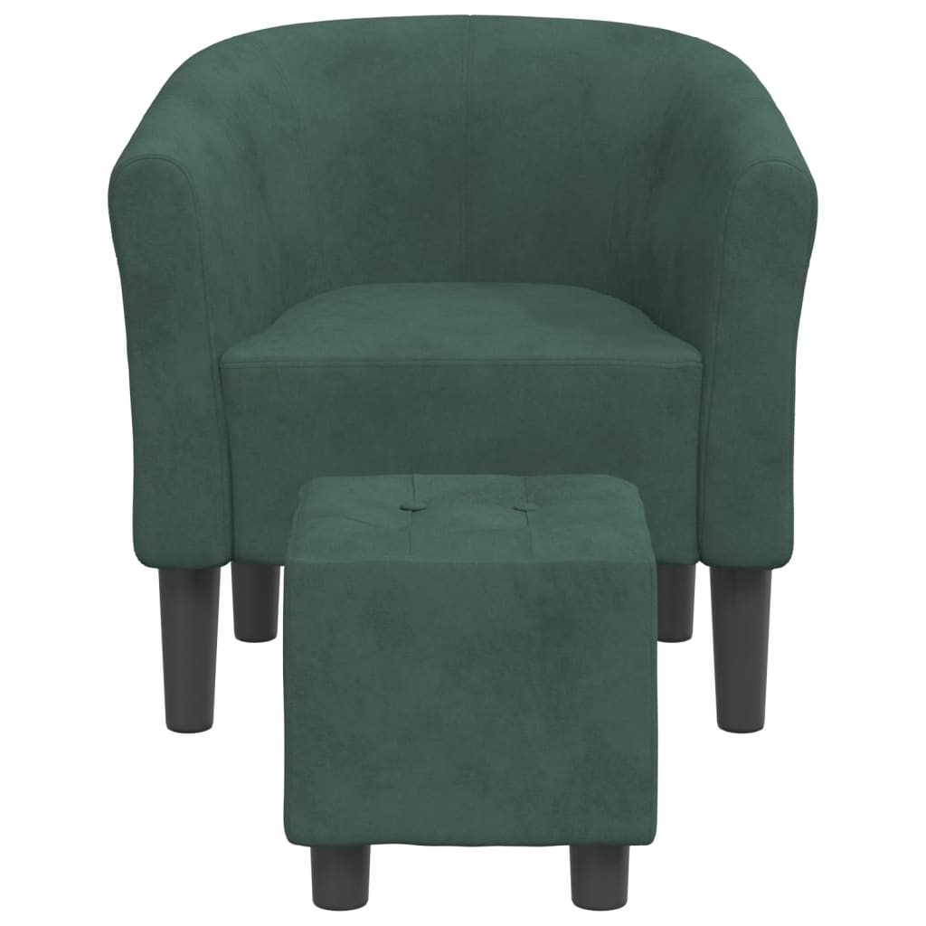 vidaXL Fotoliu tip cuvă cu taburet, verde închis, catifea vidaXL Fotoliu tip cuvă cu taburet, verde închis, catifea