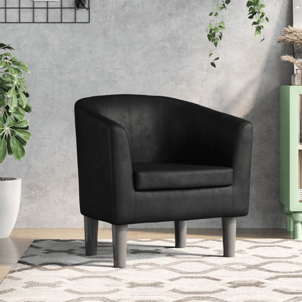 vidaXL Fotoliu tip cuvă, negru, piele ecologică vidaXL Fotoliu tip cuvă, negru, piele ecologică