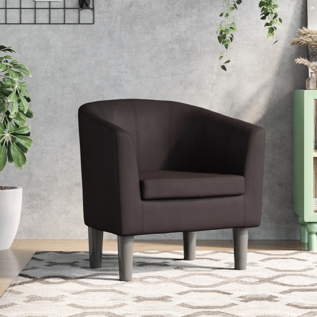 vidaXL Fotoliu tip cuvă, maro, piele ecologică vidaXL Fotoliu tip cuvă, maro, piele ecologică