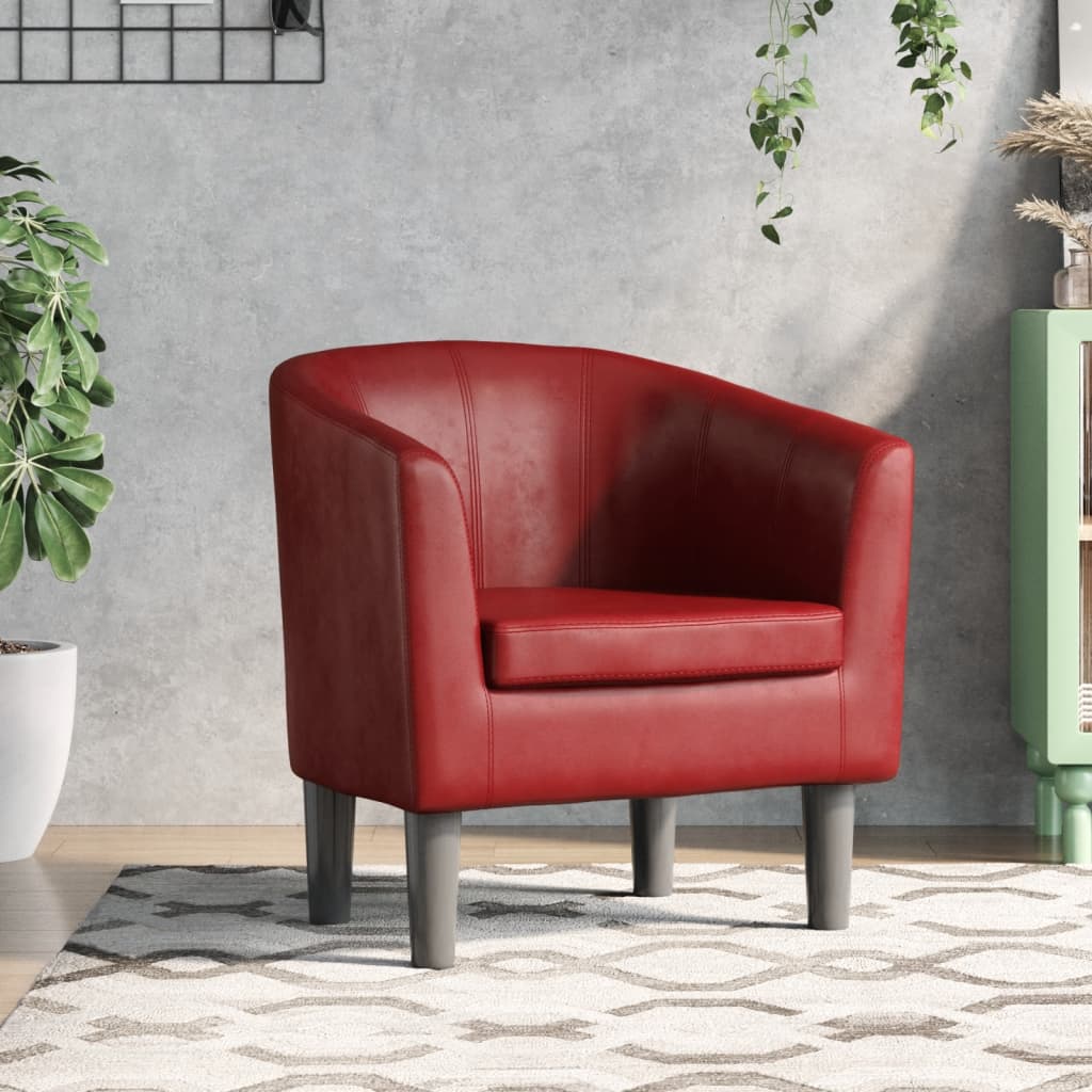vidaXL Fotoliu tip cuvă, roșu vin, piele ecologică vidaXL Fotoliu tip cuvă, roșu vin, piele ecologică