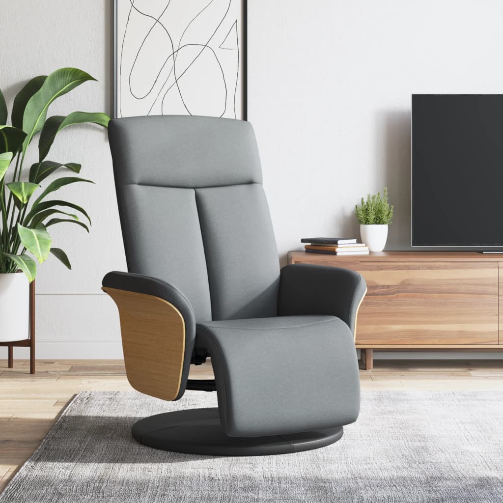 vidaXL Fotoliu rabatabil cu suport de picioare, gri deschis, textil vidaXL Fotoliu rabatabil cu suport de picioare, gri deschis, textil