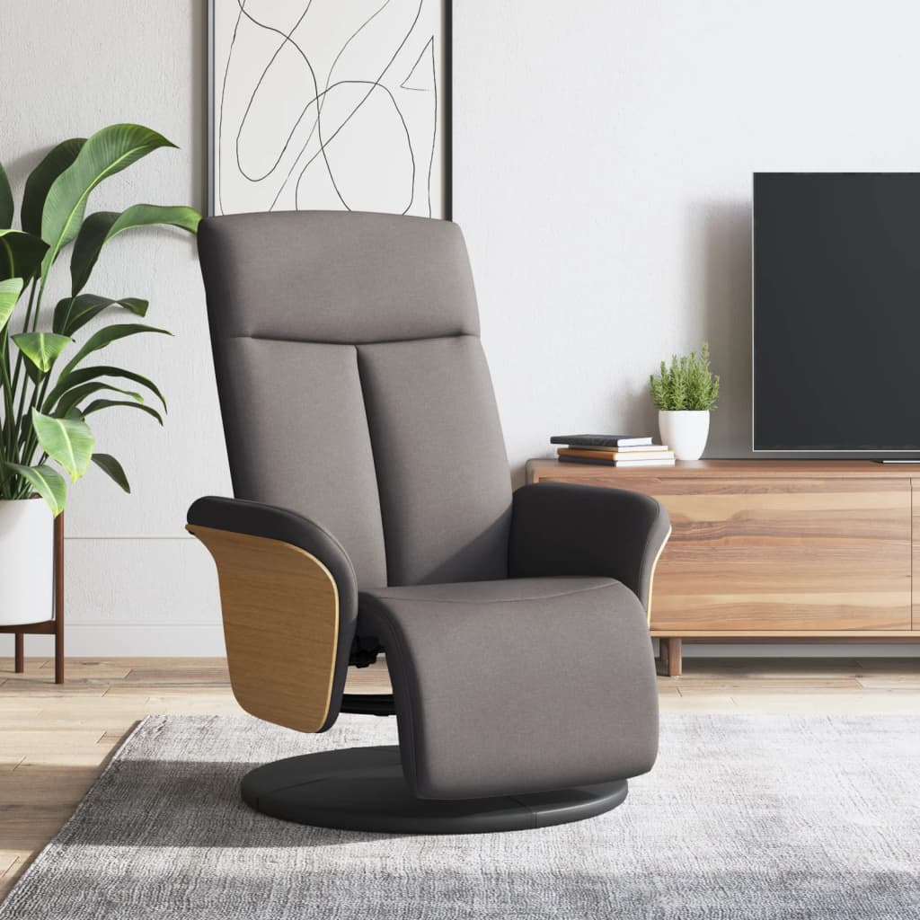 vidaXL Fotoliu rabatabil cu suport de picioare, gri taupe, textil vidaXL Fotoliu rabatabil cu suport de picioare, gri taupe, textil