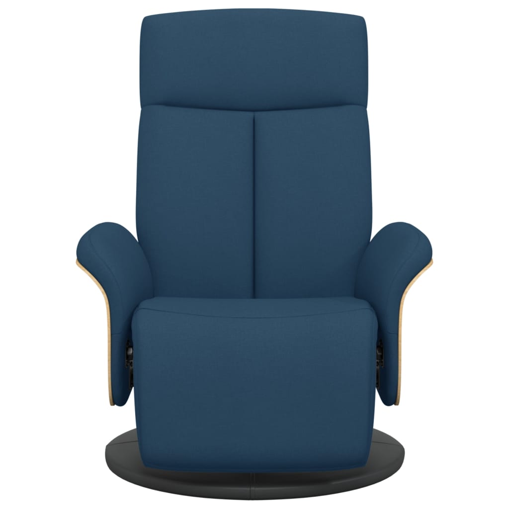 vidaXL Fotoliu rabatabil cu suport de picioare, albastru, textil