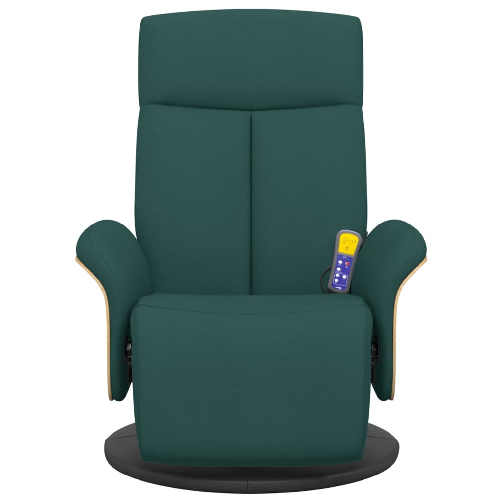 vidaXL Fotoliu masaj rabatabil cu suport picioare verde închis textil