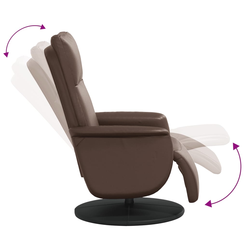 vidaXL Fotoliu rabatabil cu suport de picioare, maro, piele ecologică