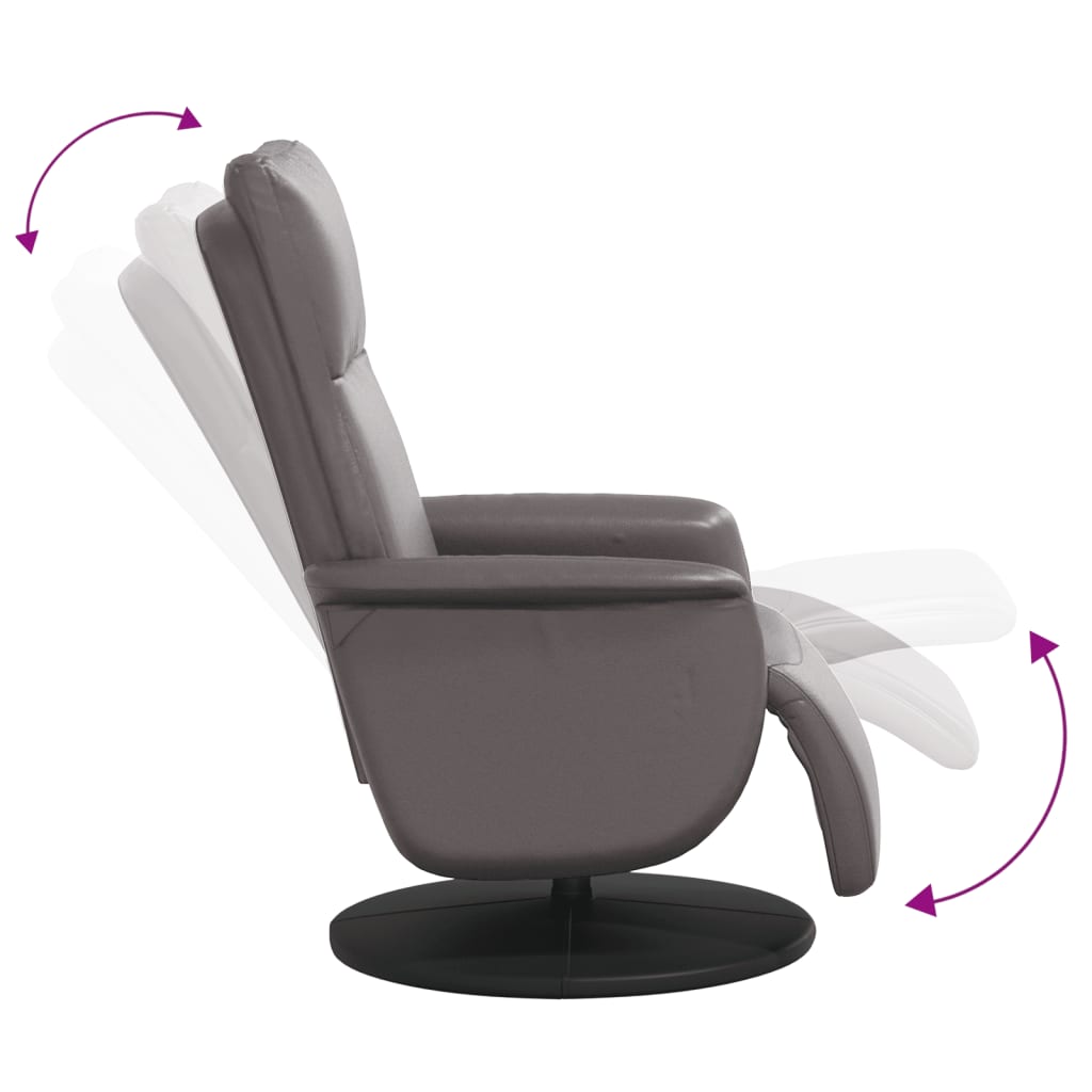 vidaXL Fotoliu rabatabil cu suport de picioare, gri, piele ecologică vidaXL Fotoliu rabatabil cu suport de picioare, gri, piele ecologică