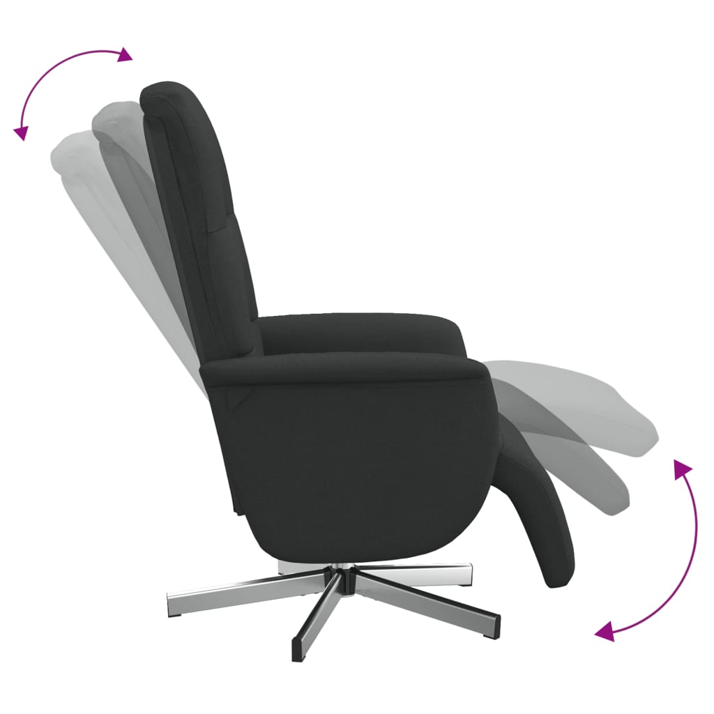 vidaXL Fotoliu rabatabil cu suport de picioare, negru, textil