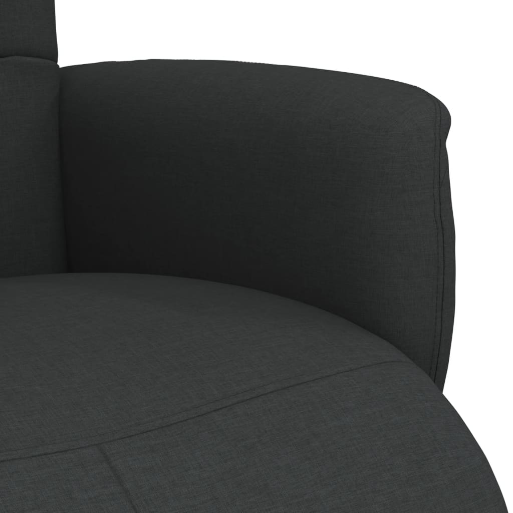 vidaXL Fotoliu rabatabil cu suport de picioare, negru, textil