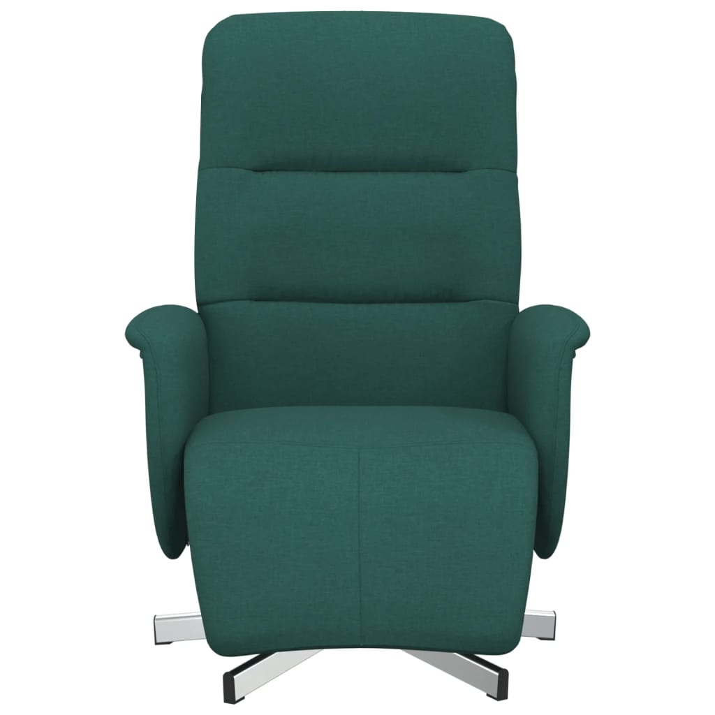 vidaXL Fotoliu rabatabil cu suport de picioare, verde închis, textil