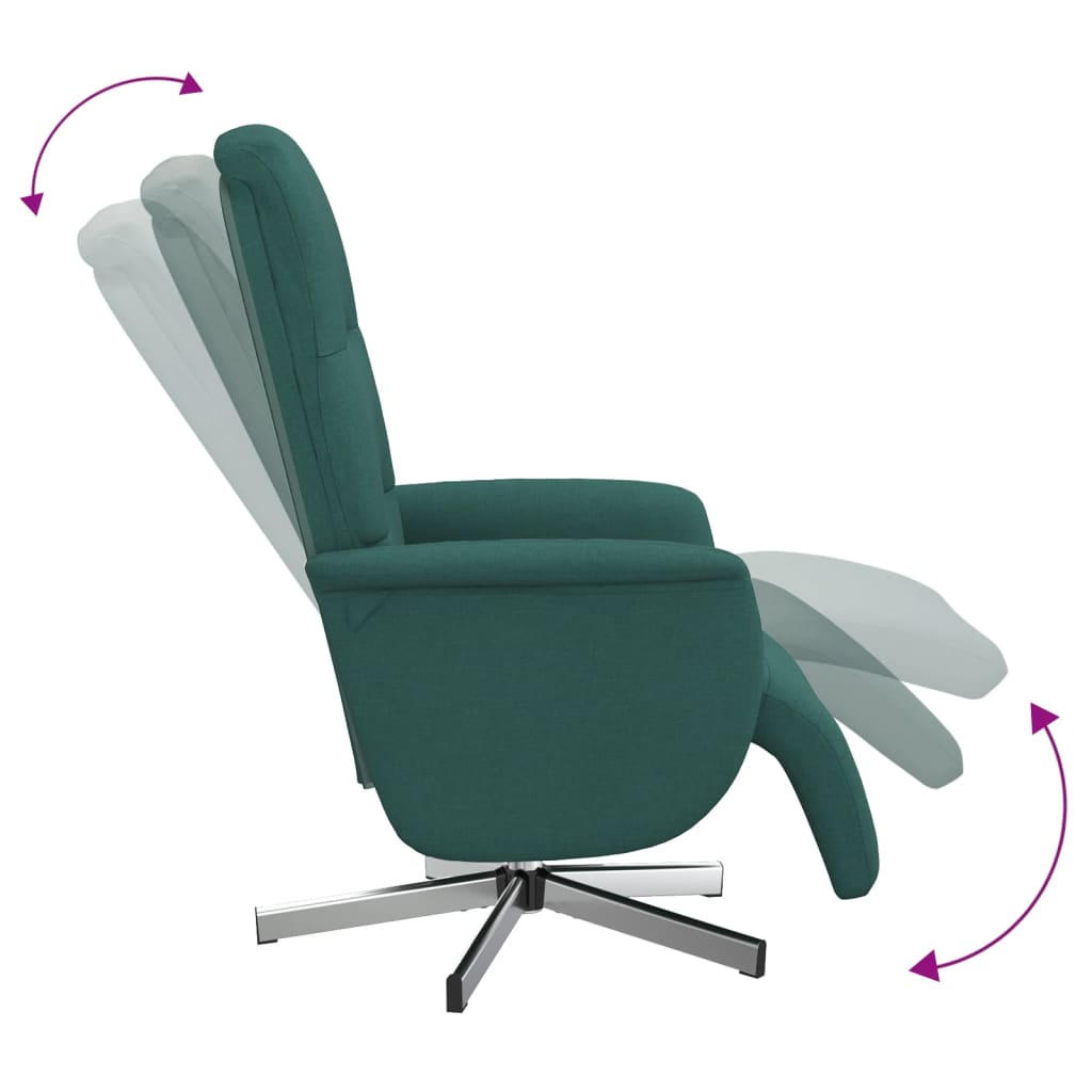 vidaXL Fotoliu rabatabil cu suport de picioare, verde închis, textil