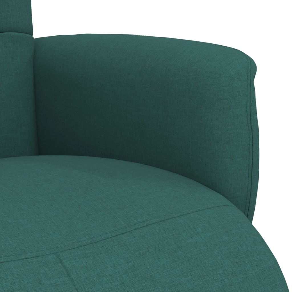 vidaXL Fotoliu rabatabil cu suport de picioare, verde închis, textil