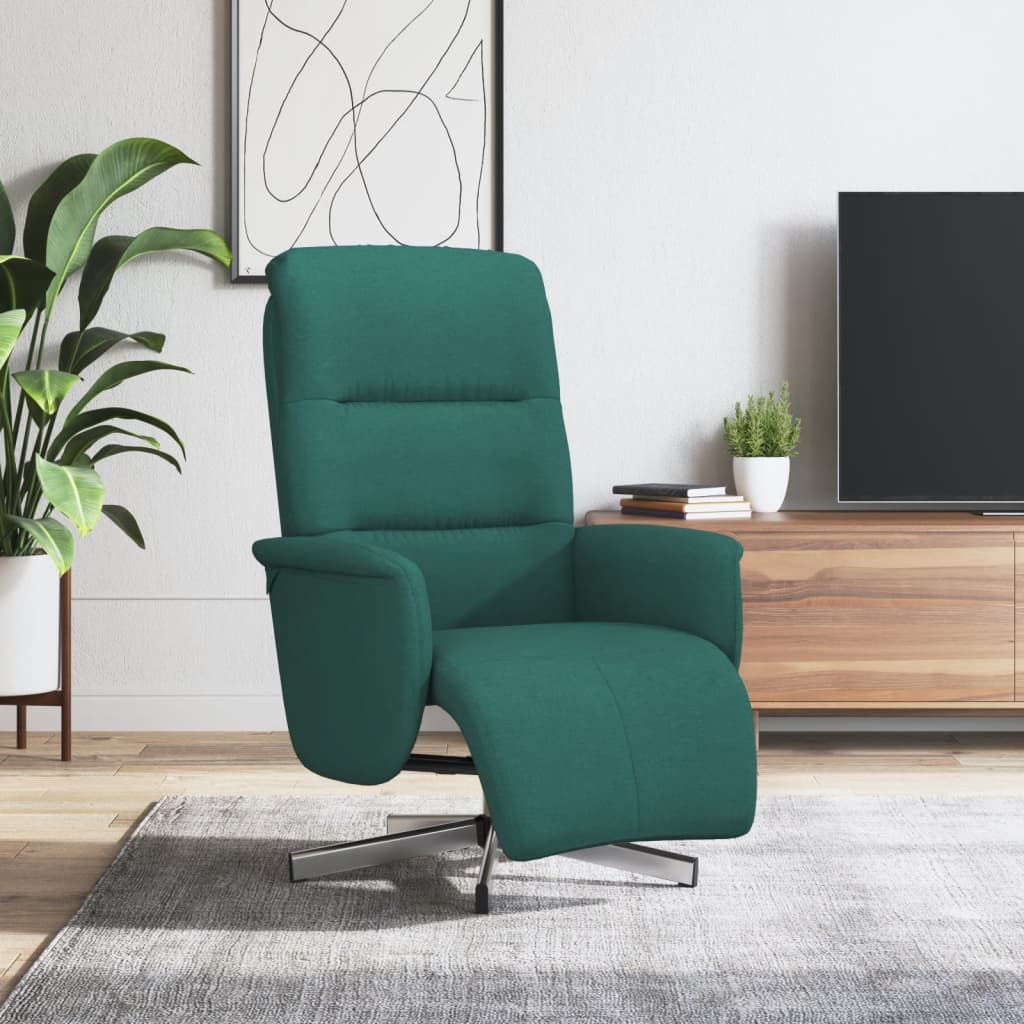 vidaXL Fotoliu rabatabil cu suport de picioare, verde închis, textil