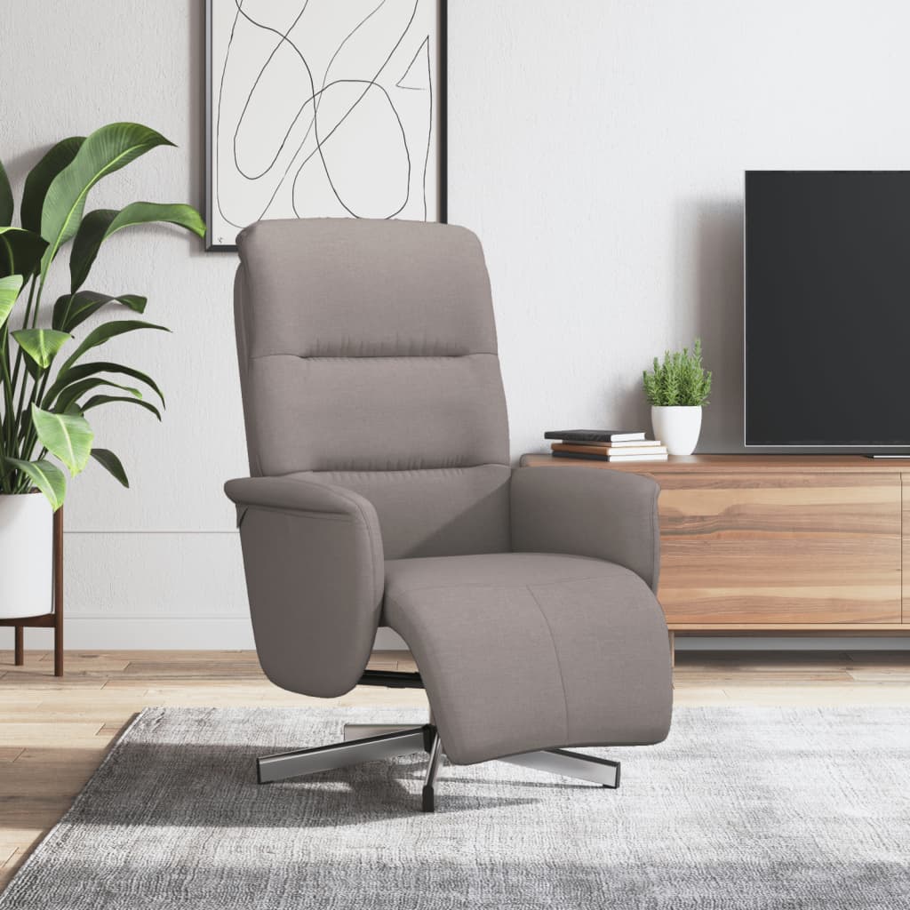 vidaXL Fotoliu rabatabil cu suport de picioare, gri taupe, textil vidaXL Fotoliu rabatabil cu suport de picioare, gri taupe, textil