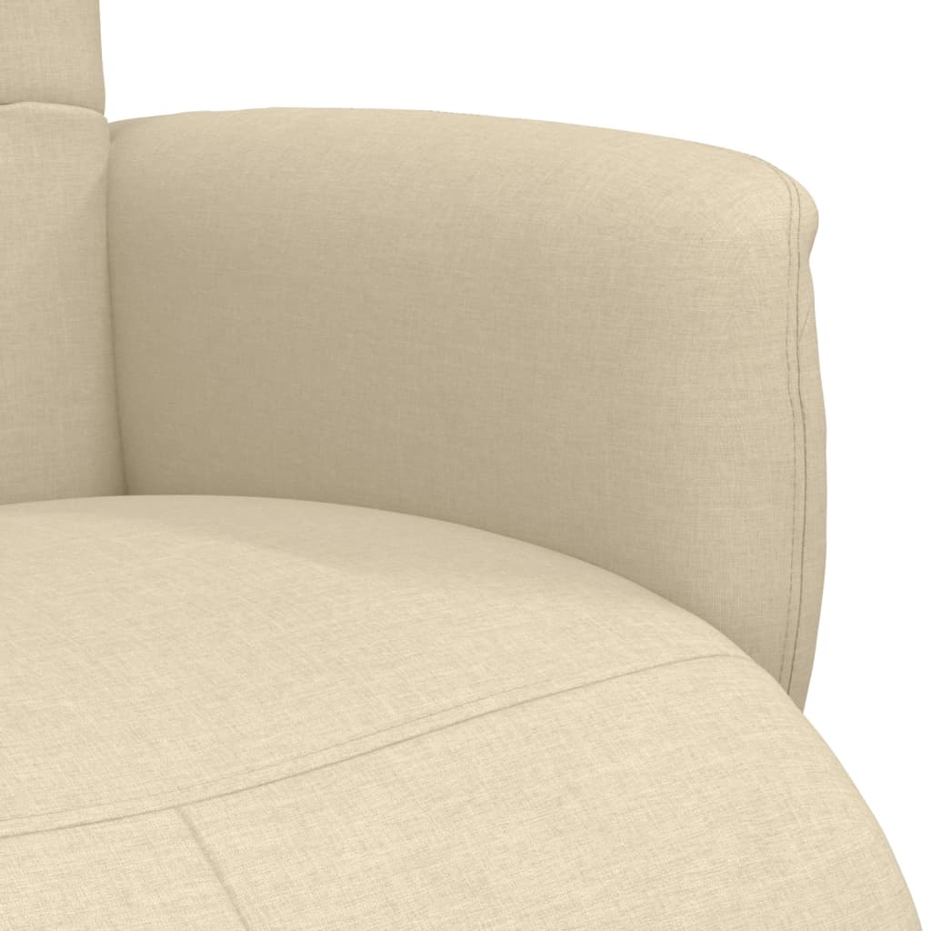 vidaXL Scaun rabatabil cu suport pentru picioare crem material textil vidaXL Scaun rabatabil cu suport pentru picioare crem material textil