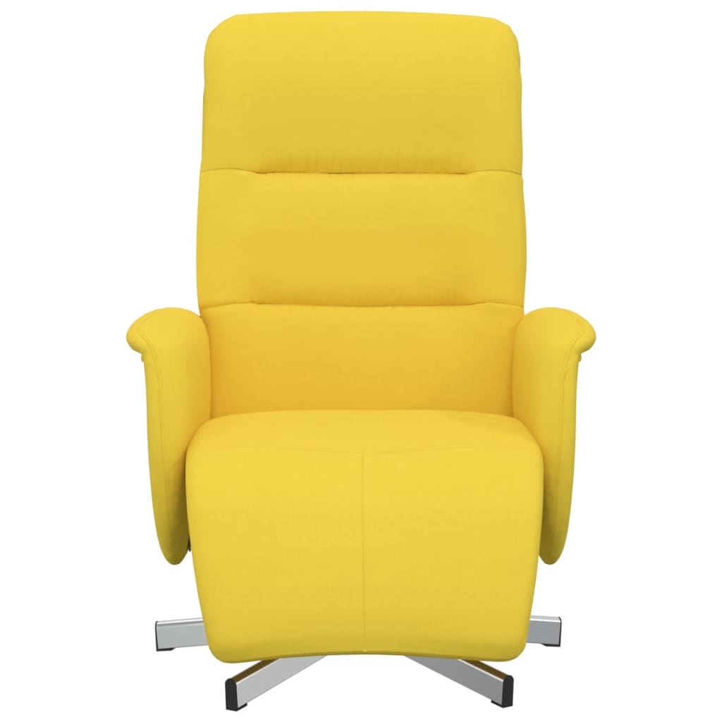 vidaXL Fotoliu rabatabil cu suport de picioare, galben deschis, textil vidaXL Fotoliu rabatabil cu suport de picioare, galben deschis, textil