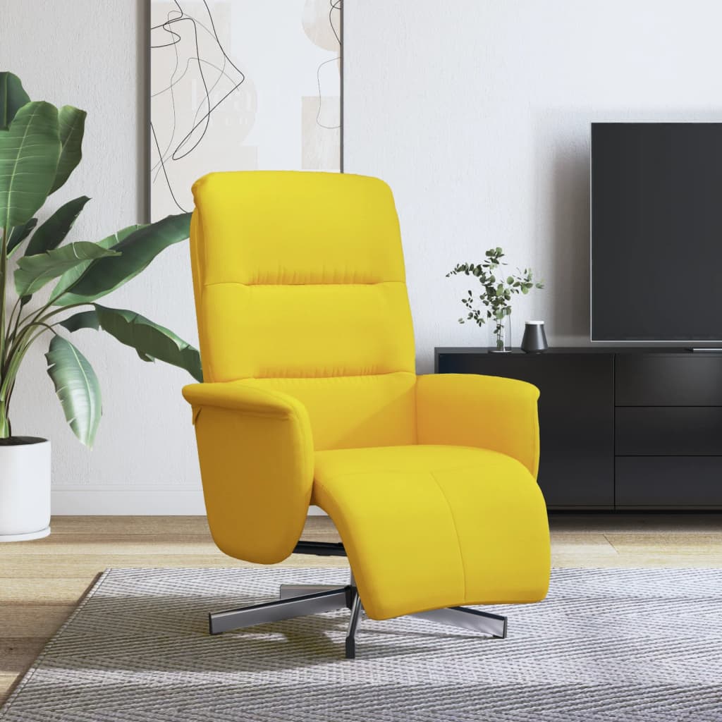 vidaXL Fotoliu rabatabil cu suport de picioare, galben deschis, textil vidaXL Fotoliu rabatabil cu suport de picioare, galben deschis, textil