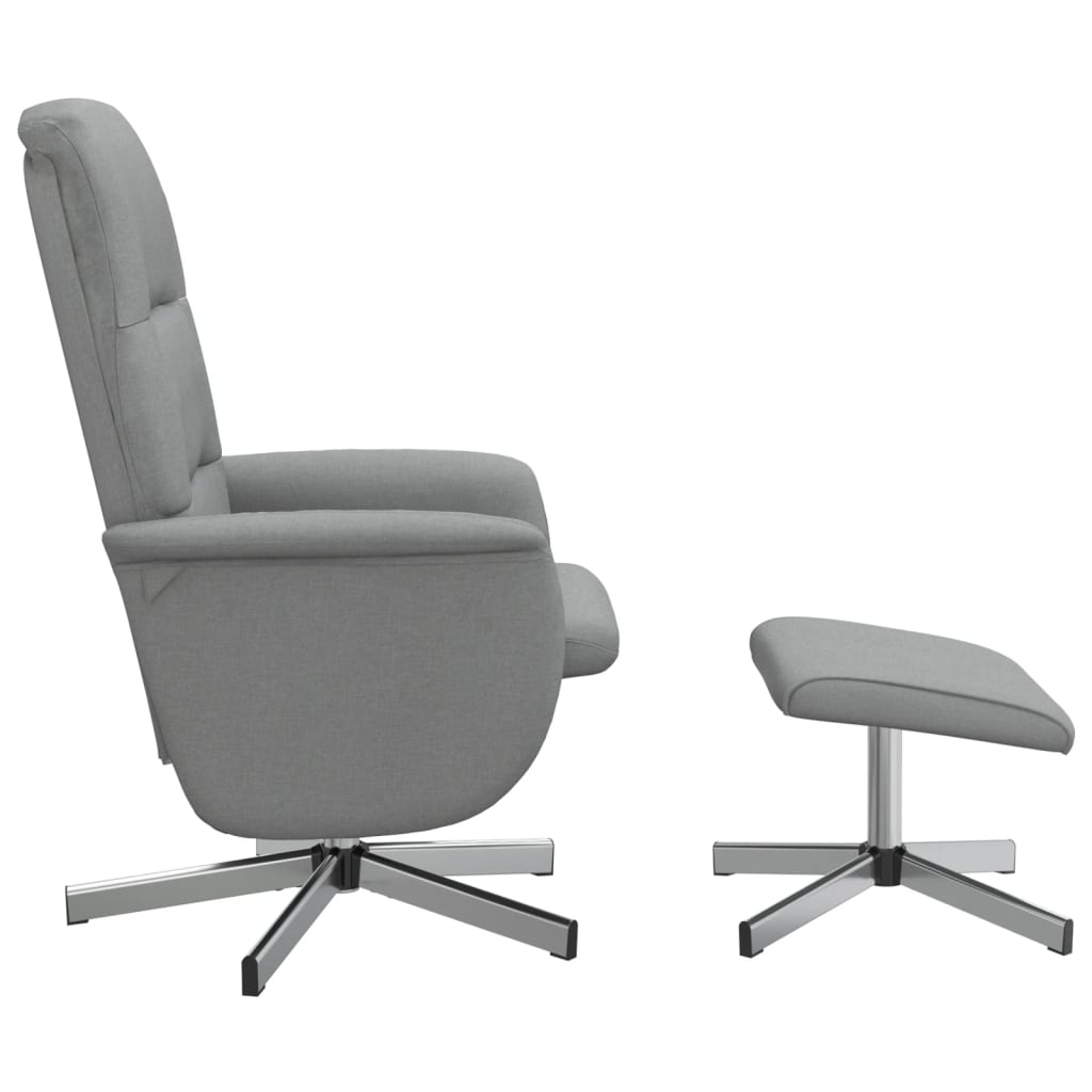 vidaXL Scaun de relaxare cu taburet, gri deschis, textil vidaXL Scaun de relaxare cu taburet, gri deschis, textil