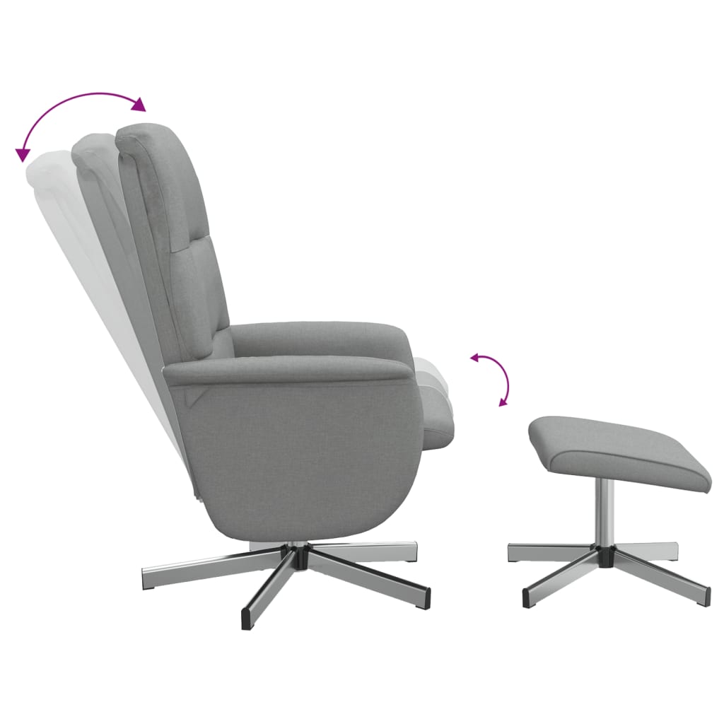vidaXL Scaun de relaxare cu taburet, gri deschis, textil vidaXL Scaun de relaxare cu taburet, gri deschis, textil