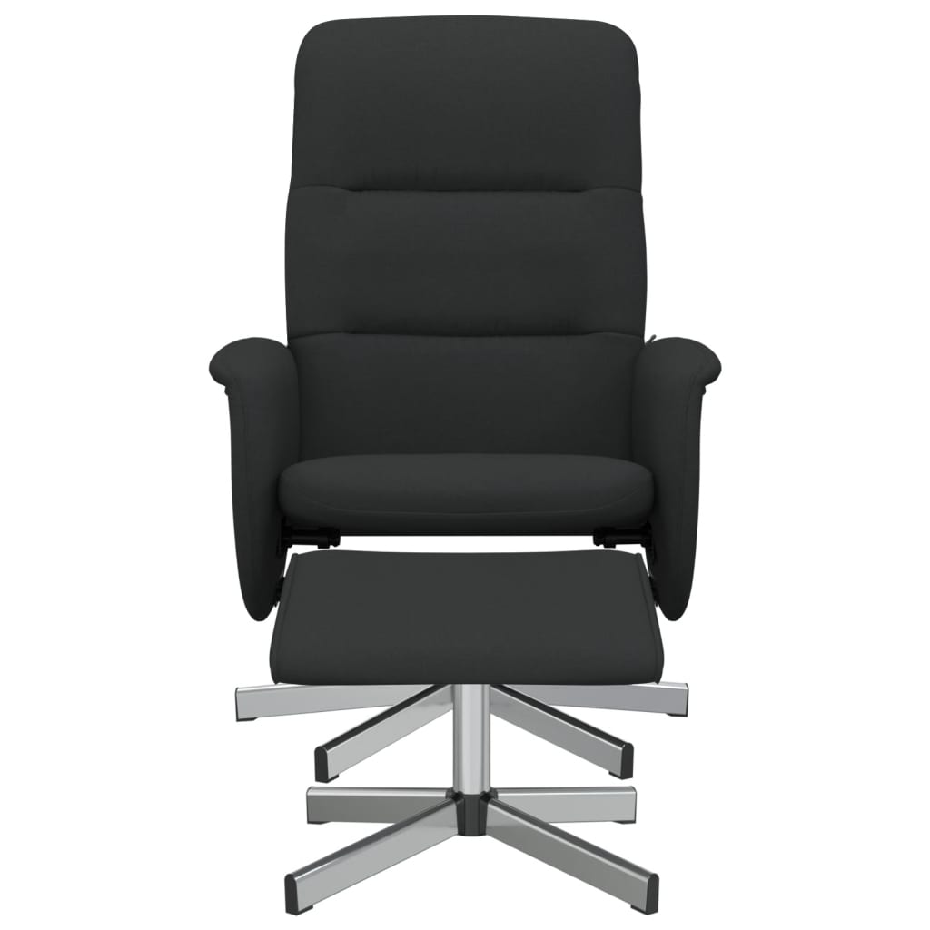 vidaXL Scaun extensibil cu taburet, negru, material textil