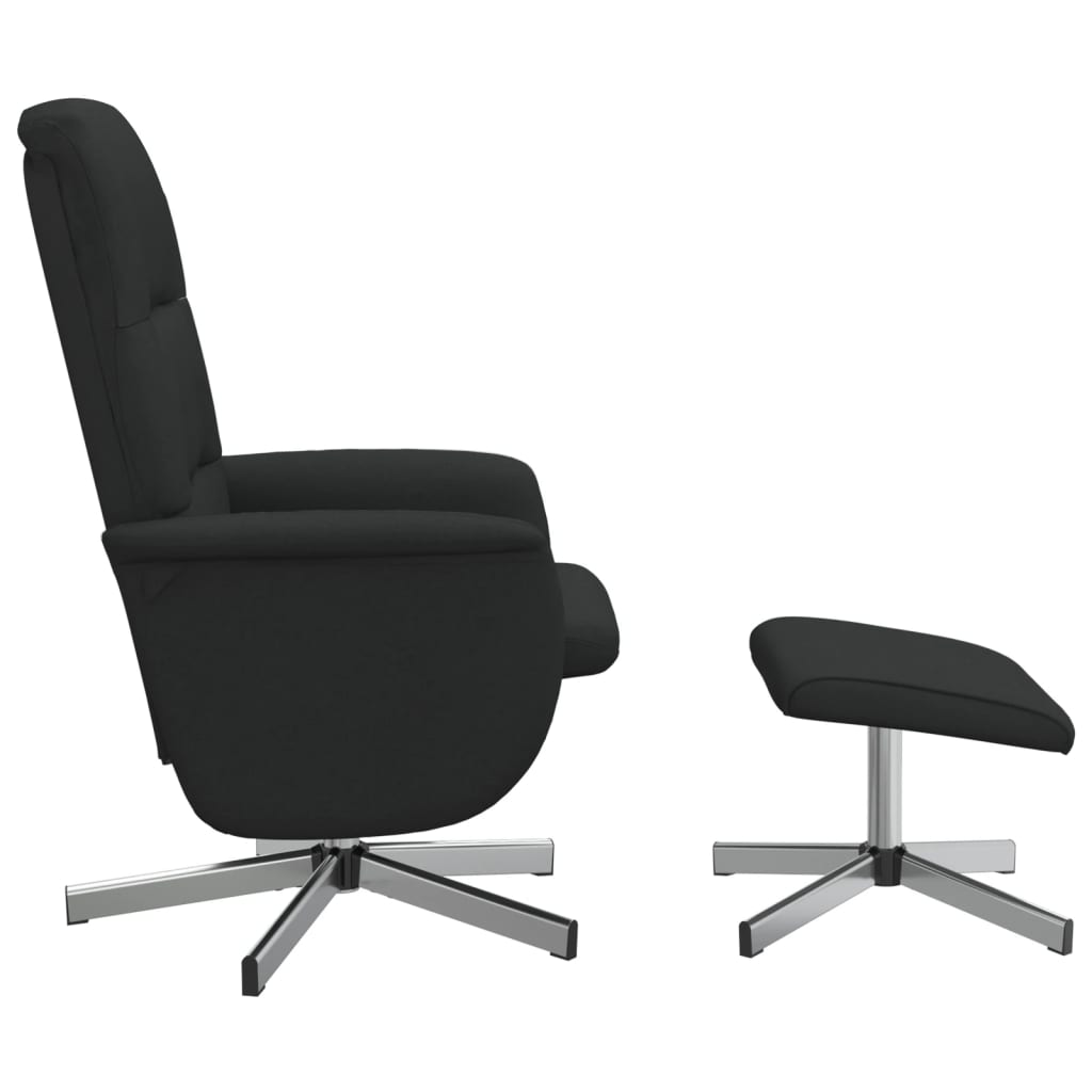 vidaXL Scaun extensibil cu taburet, negru, material textil