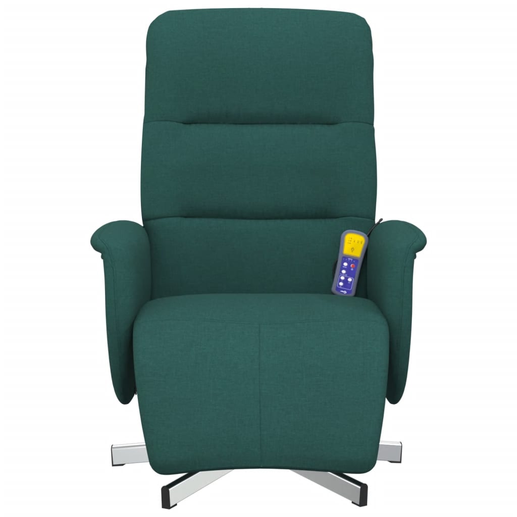 vidaXL Fotoliu masaj rabatabil cu suport picioare verde închis textil