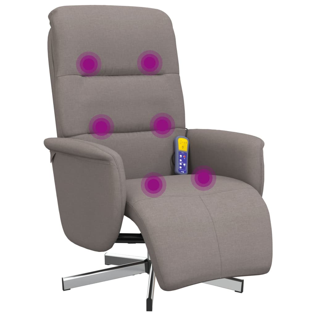 vidaXL Fotoliu masaj rabatabil cu suport picioare, gri taupe, textil