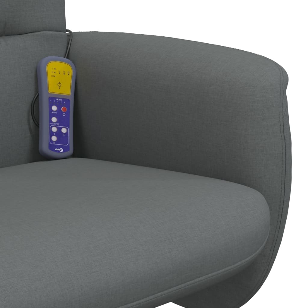 vidaXL Fotoliu de masaj rabatabil cu taburet, gri închis, textil vidaXL Fotoliu de masaj rabatabil cu taburet, gri închis, textil