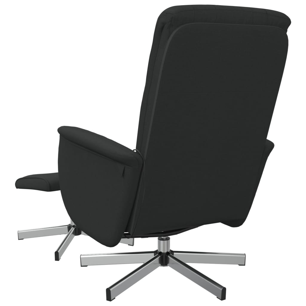 vidaXL Scaun rabatabil cu taburet, negru, material textil