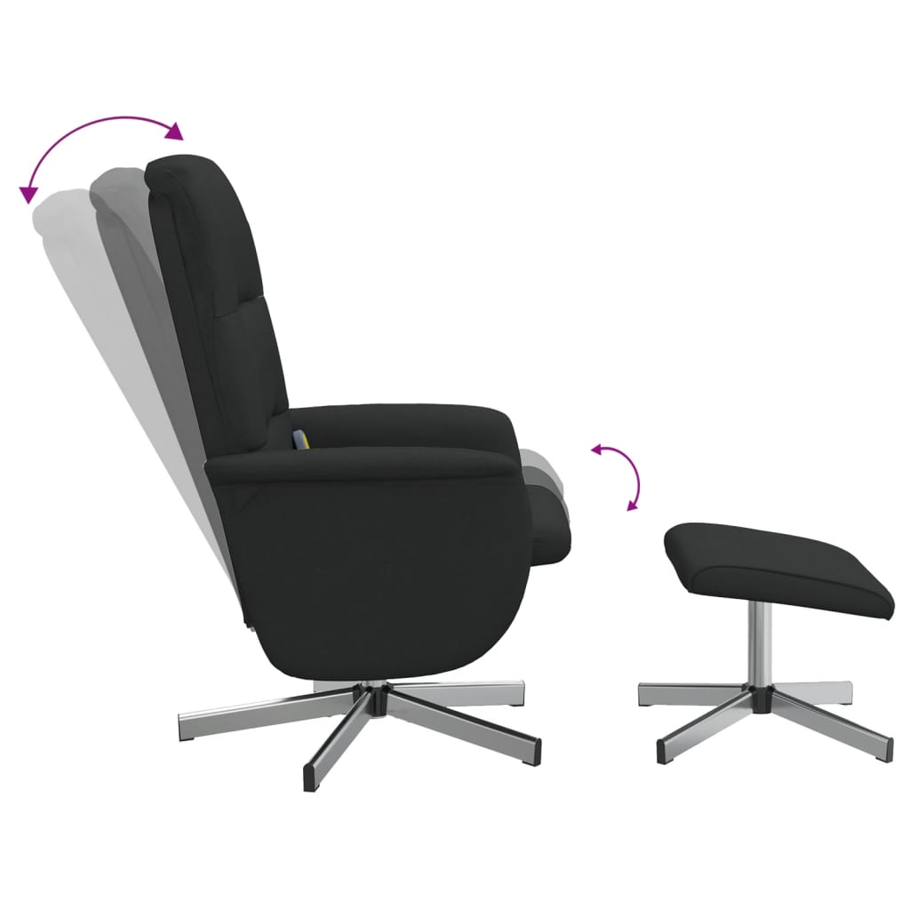 vidaXL Scaun rabatabil cu taburet, negru, material textil