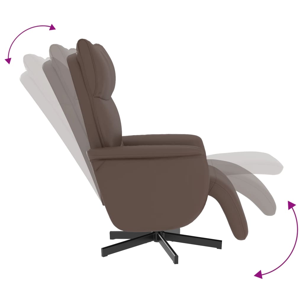 vidaXL Fotoliu rabatabil cu suport de picioare, maro, piele ecologică