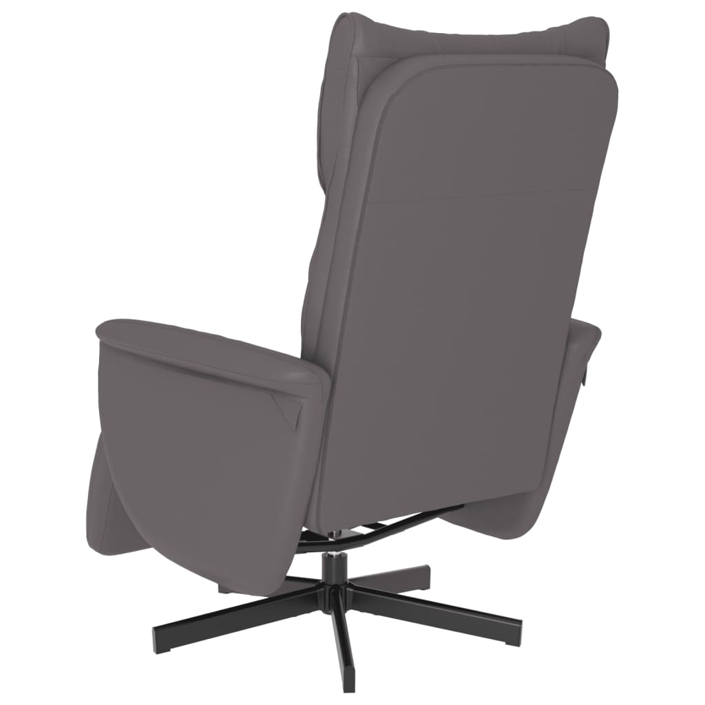 vidaXL Fotoliu rabatabil cu suport de picioare, gri, piele ecologică vidaXL Fotoliu rabatabil cu suport de picioare, gri, piele ecologică