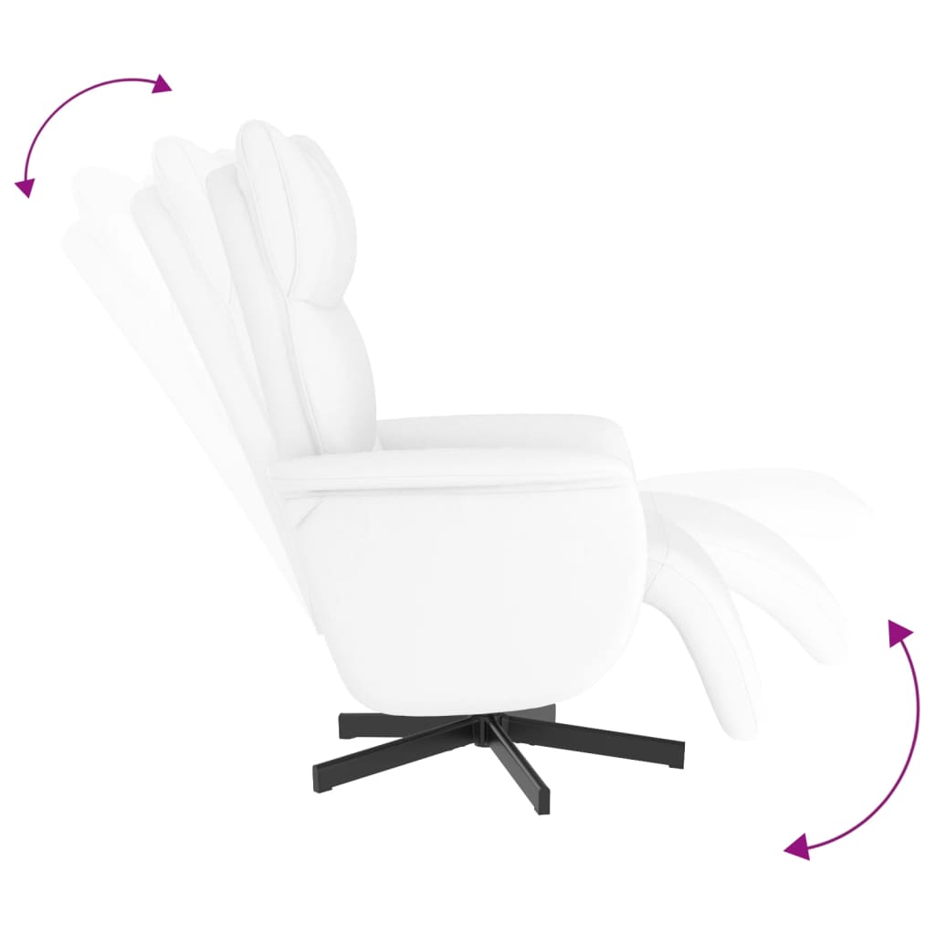 vidaXL Fotoliu rabatabil cu suport de picioare, alb, piele ecologică