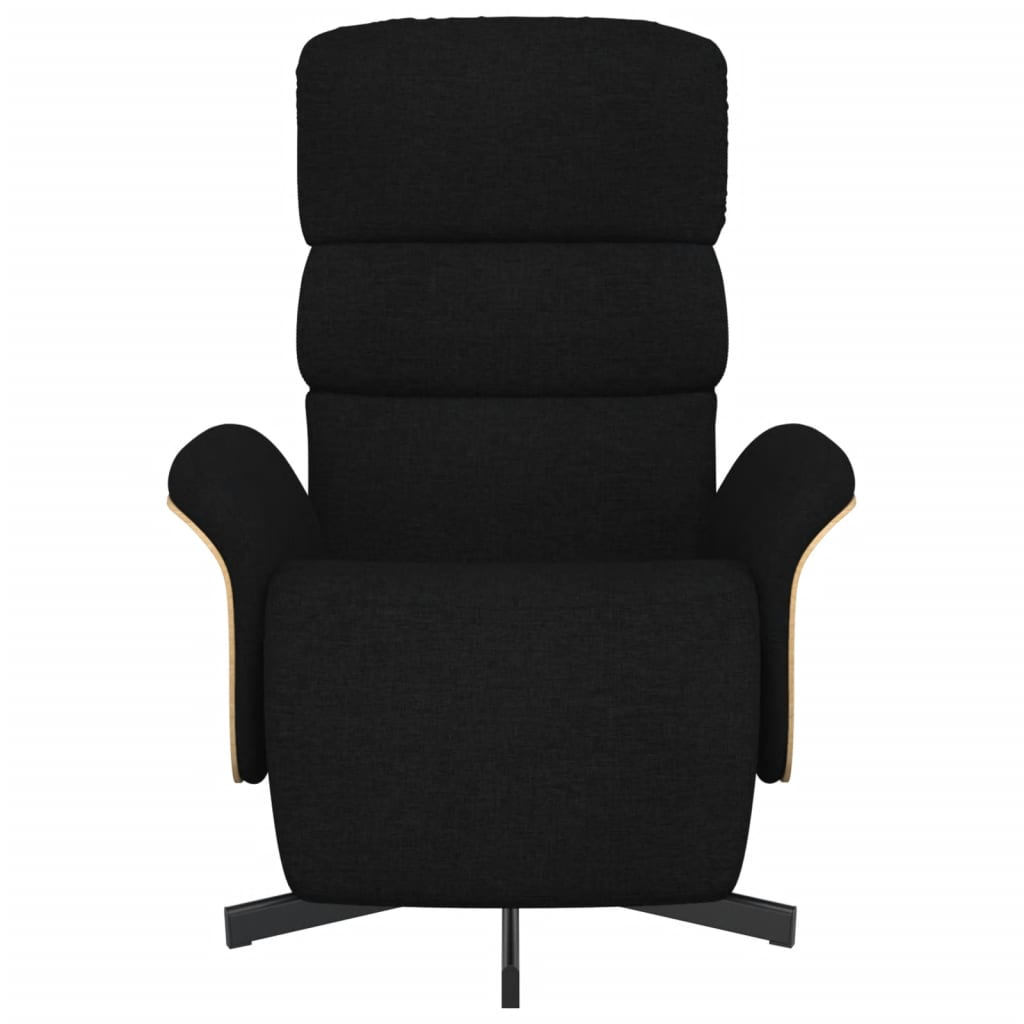 vidaXL Fotoliu rabatabil cu suport de picioare, negru, textil