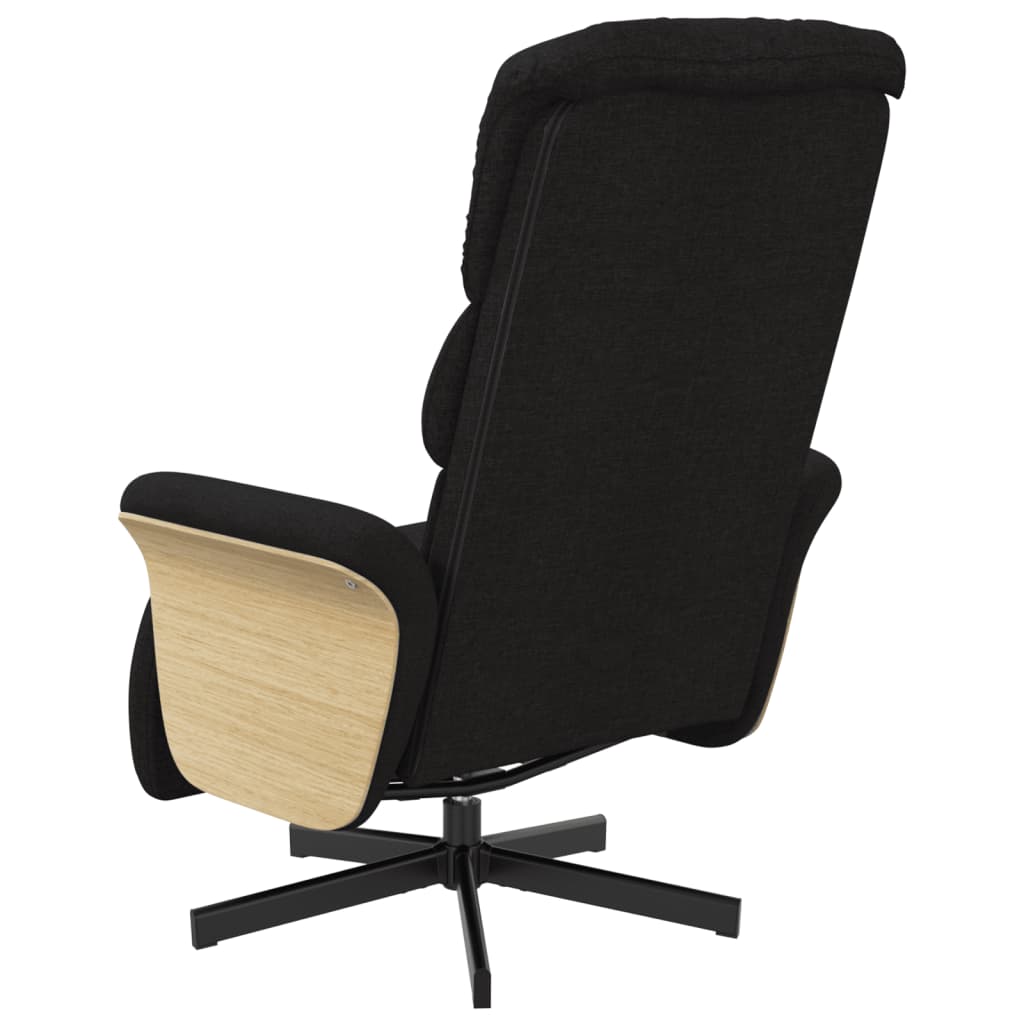 vidaXL Fotoliu rabatabil cu suport de picioare, negru, textil