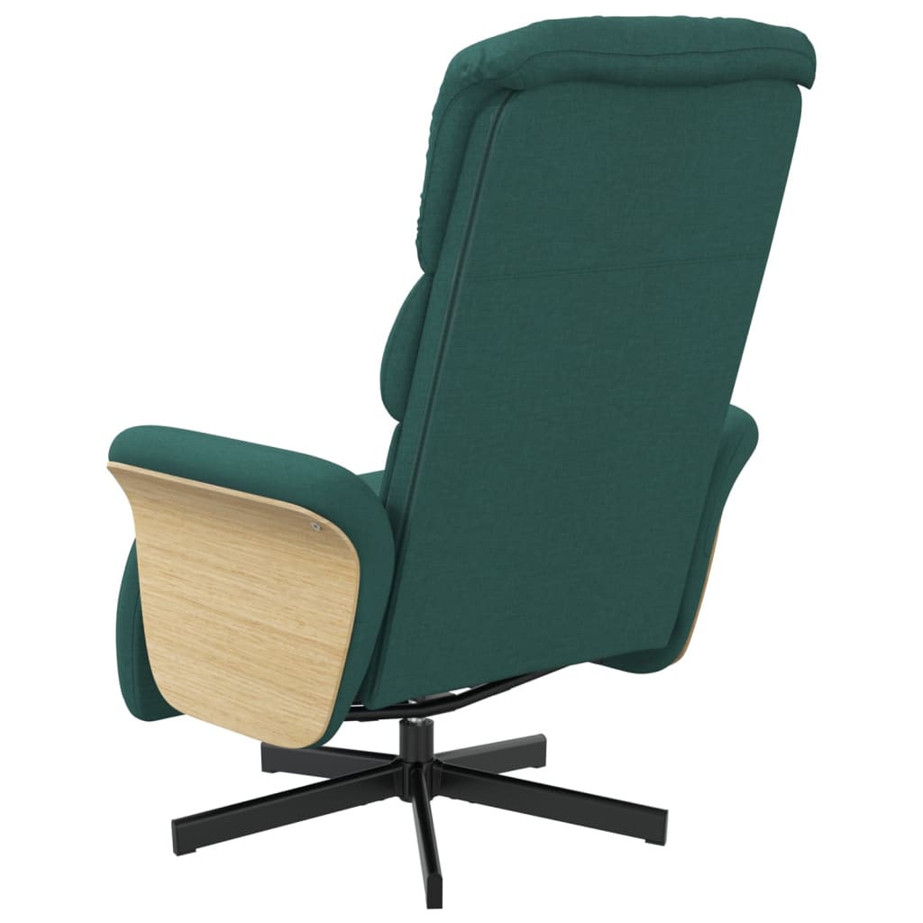 vidaXL Fotoliu rabatabil cu suport de picioare, verde închis, textil