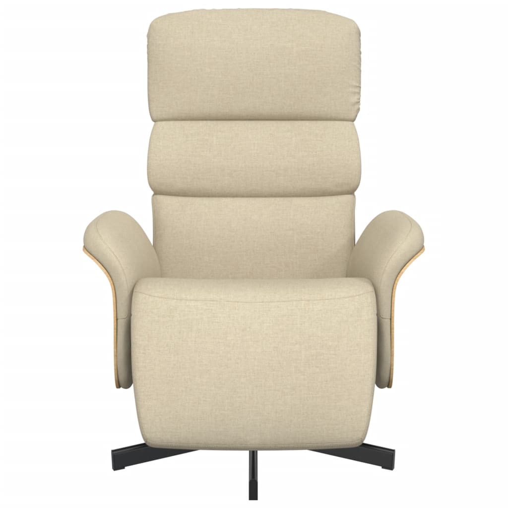 vidaXL Scaun rabatabil cu suport pentru picioare crem material textil