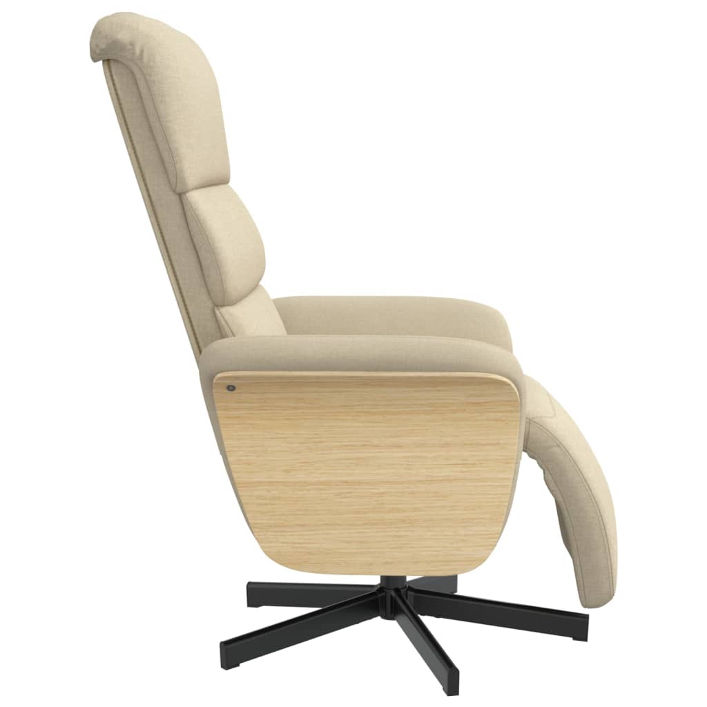 vidaXL Scaun rabatabil cu suport pentru picioare crem material textil