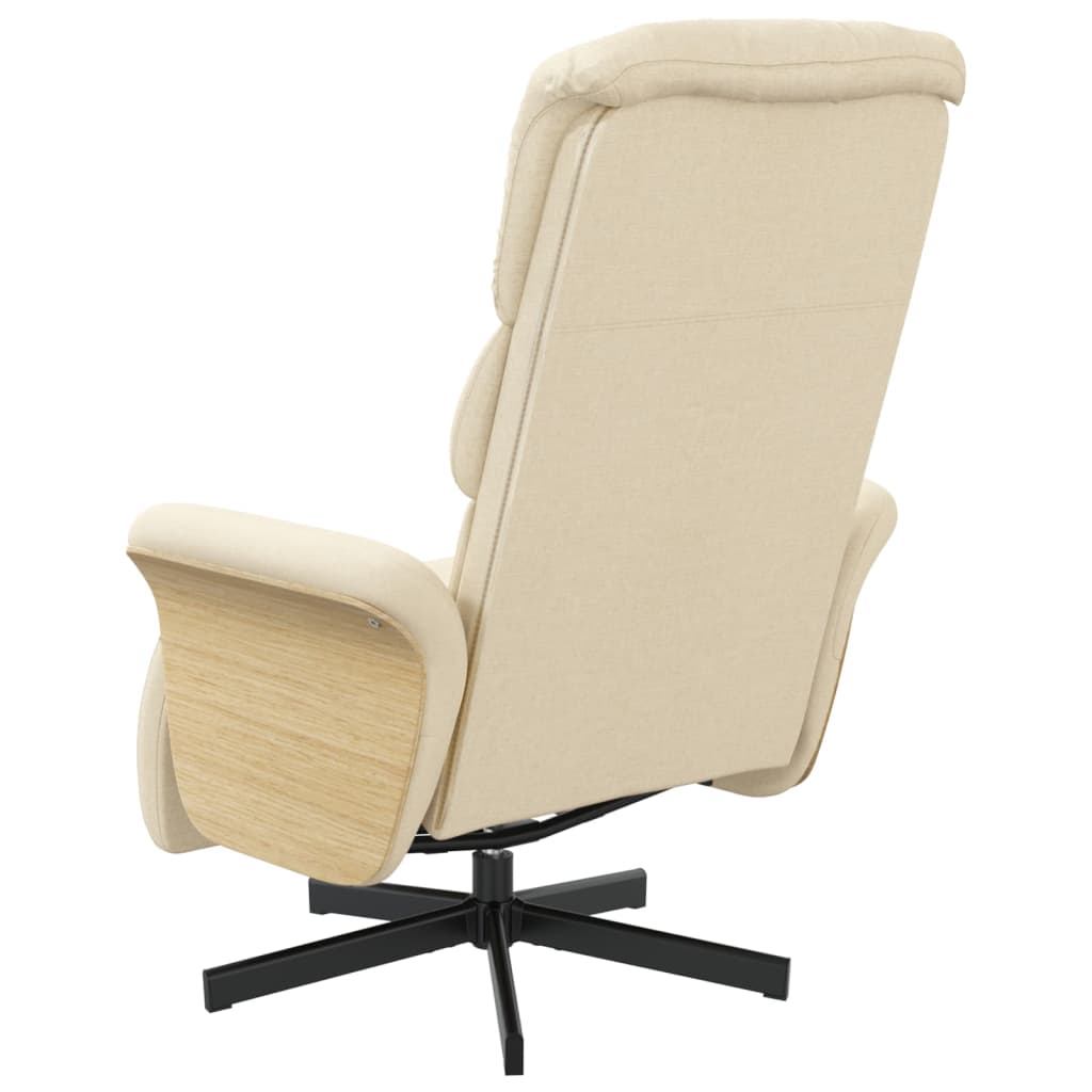 vidaXL Scaun rabatabil cu suport pentru picioare crem material textil